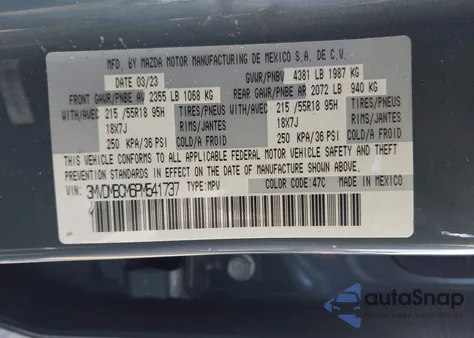 2023 Mazda Cx-30 2.5 S Carbon Edition из США, поврежденный, VIN 3MVDMBCM6PM541737